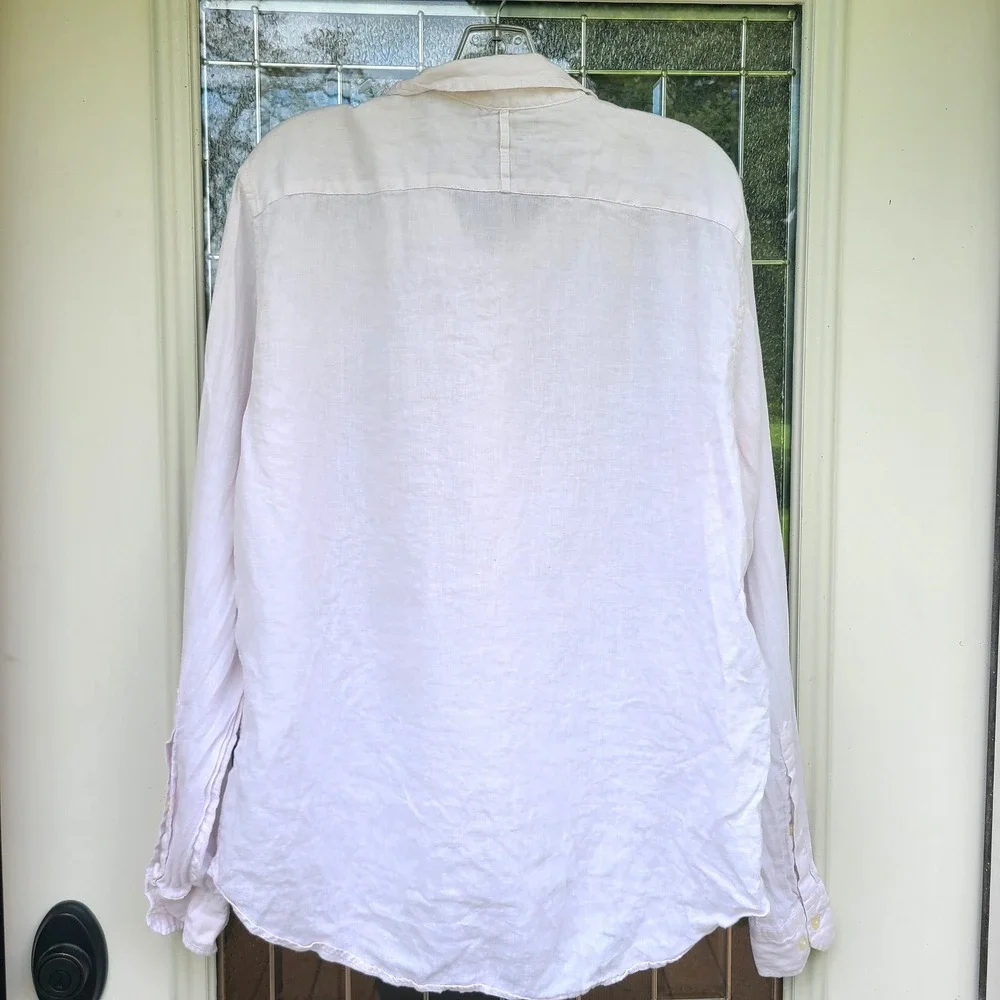 Banana Republic 100% Linen Large Light Pink Button‎ Down Shirt Minimalist Beachy